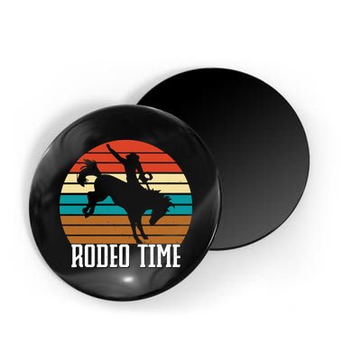 Rodeo Time Cowboy Wranglers Bucking Horse Retro Sunset Magnet