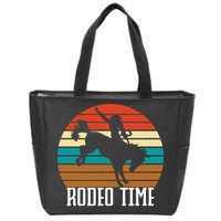 Rodeo Time Cowboy Wranglers Bucking Horse Retro Sunset Zip Tote Bag
