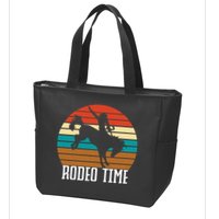 Rodeo Time Cowboy Wranglers Bucking Horse Retro Sunset Zip Tote Bag