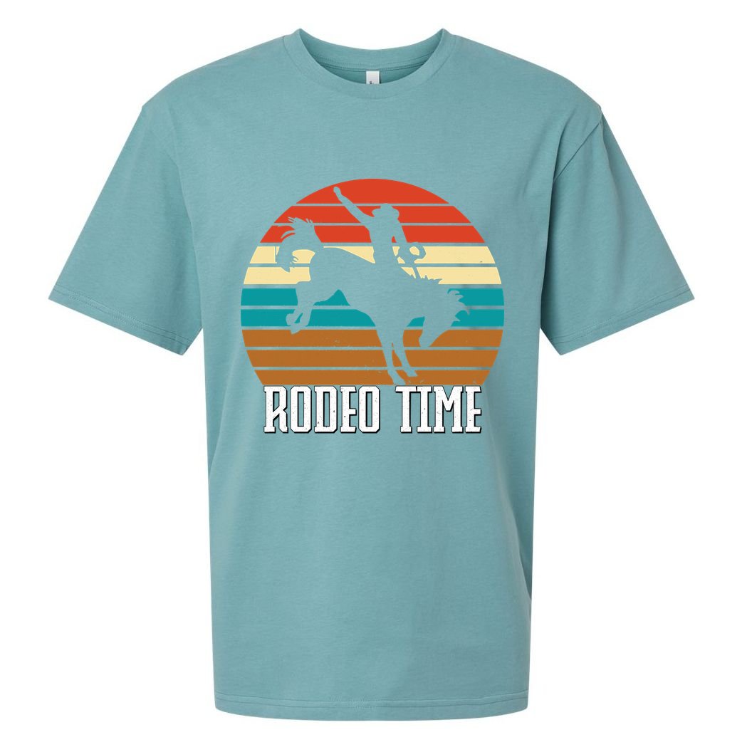 Rodeo Time Cowboy Wranglers Bucking Horse Retro Sunset Sueded Cloud Jersey T-Shirt