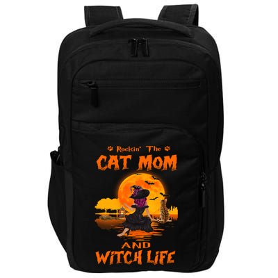 Rocking The Cat Mom And Witch Life Bengal Cat Halloween Gift Impact Tech Backpack