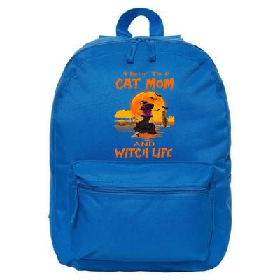 Rocking The Cat Mom And Witch Life Bengal Cat Halloween Gift 16 in Basic Backpack