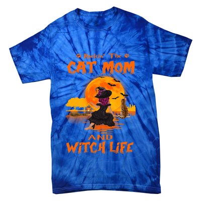 Rocking The Cat Mom And Witch Life Bengal Cat Halloween Gift Tie-Dye T-Shirt