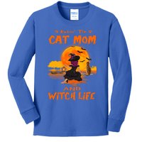 Rocking The Cat Mom And Witch Life Bengal Cat Halloween Gift Kids Long Sleeve Shirt