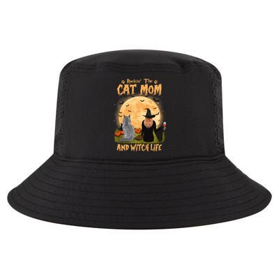 Rocking The Cat Mom And Witch Life Maine Coon Halloween Gift Cool Comfort Performance Bucket Hat