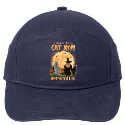 Rocking The Cat Mom And Witch Life Maine Coon Halloween Gift 7-Panel Snapback Hat