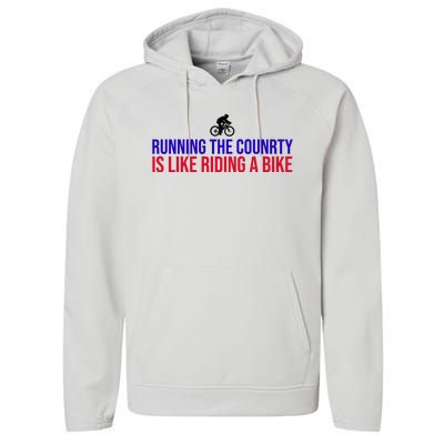 Running The Country Is Like Riding A Bike Joe Biden Funny Performance Fleece Hoodie