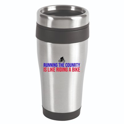 Running The Country Is Like Riding A Bike Joe Biden Funny 16oz Travel Tumbler