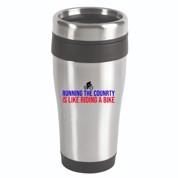 Running The Country Is Like Riding A Bike Joe Biden Funny 16oz Travel Tumbler