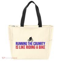 Running The Country Is Like Riding A Bike Joe Biden Funny Zip Tote Bag