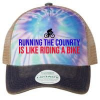 Running The Country Is Like Riding A Bike Joe Biden Funny Legacy Tie Dye Trucker Hat