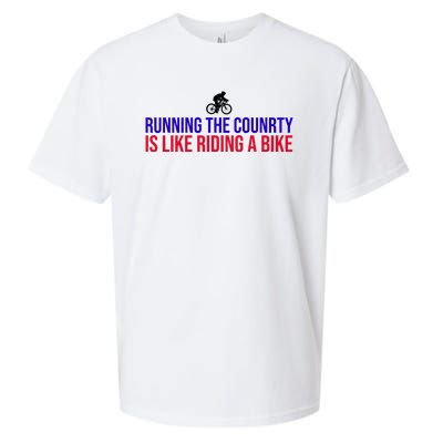 Running The Country Is Like Riding A Bike Joe Biden Funny Sueded Cloud Jersey T-Shirt