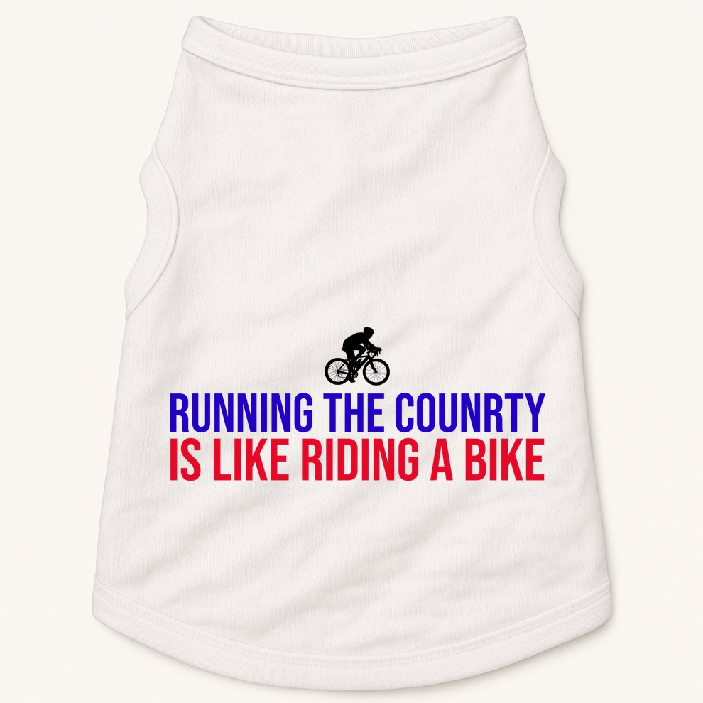 Running The Country Is Like Riding A Bike Joe Biden Funny Doggie Tank