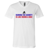 Running The Country Is Like Riding A Bike Joe Biden Funny V-Neck T-Shirt