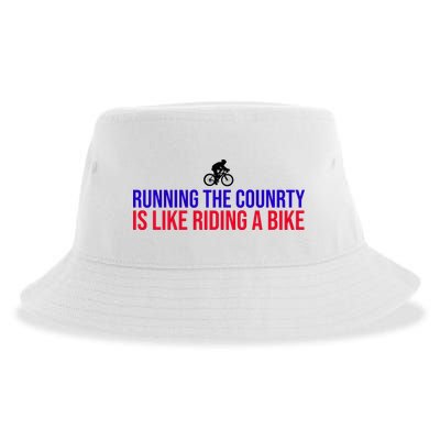 Running The Country Is Like Riding A Bike Joe Biden Funny Sustainable Bucket Hat
