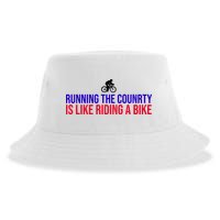 Running The Country Is Like Riding A Bike Joe Biden Funny Sustainable Bucket Hat