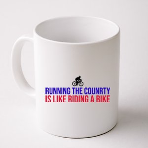 Running The Country Is Like Riding A Bike Joe Biden Funny Coffee Mug