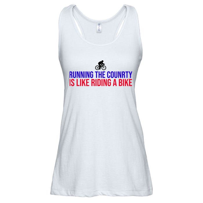 Running The Country Is Like Riding A Bike Joe Biden Funny Ladies Essential Flowy Tank