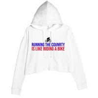 Running The Country Is Like Riding A Bike Joe Biden Funny Crop Fleece Hoodie
