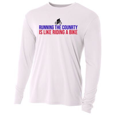 Running The Country Is Like Riding A Bike Joe Biden Funny Cooling Performance Long Sleeve Crew