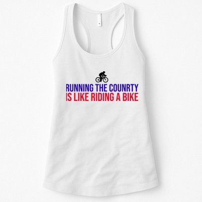 Running The Country Is Like Riding A Bike Joe Biden Funny Womens Tank Top