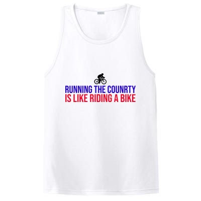 Running The Country Is Like Riding A Bike Joe Biden Funny PosiCharge Competitor Tank