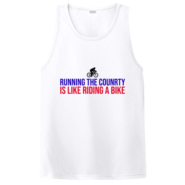 Running The Country Is Like Riding A Bike Joe Biden Funny PosiCharge Competitor Tank