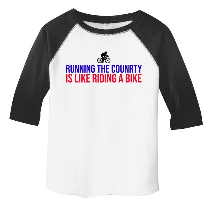 Running The Country Is Like Riding A Bike Joe Biden Funny Toddler Fine Jersey T-Shirt