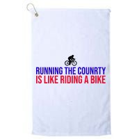 Running The Country Is Like Riding A Bike Joe Biden Funny Golf Towel