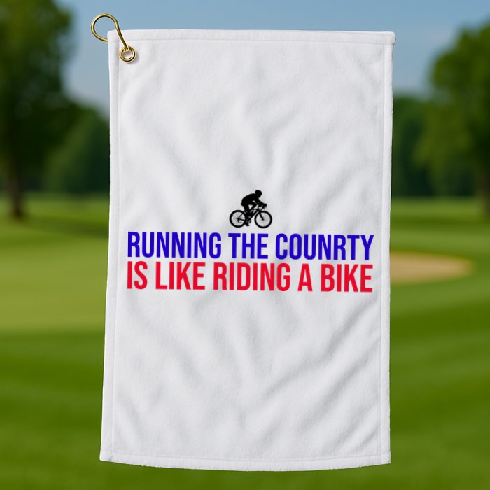Running The Country Is Like Riding A Bike Joe Biden Funny Golf Towel