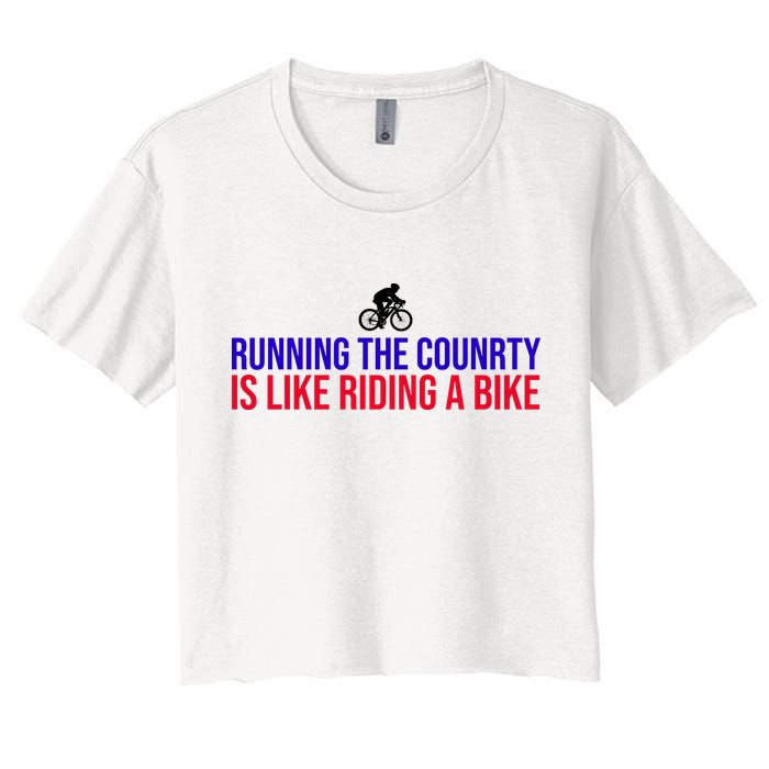 Running The Country Is Like Riding A Bike Joe Biden Funny Crop Top