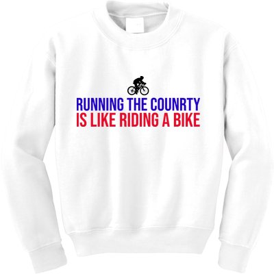 Running The Country Is Like Riding A Bike Joe Biden Funny Kids Sweatshirt