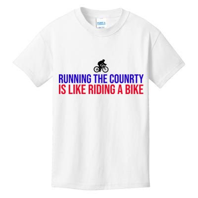 Running The Country Is Like Riding A Bike Joe Biden Funny Kids T-Shirt