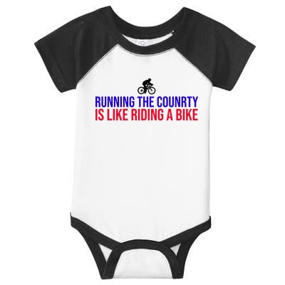 Running The Country Is Like Riding A Bike Joe Biden Funny Infant Baby Jersey Bodysuit