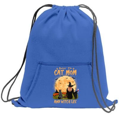 Rocking The Cat Mom Witch Life British Shorthair Halloween Cool Gift Sweatshirt Cinch Pack Bag