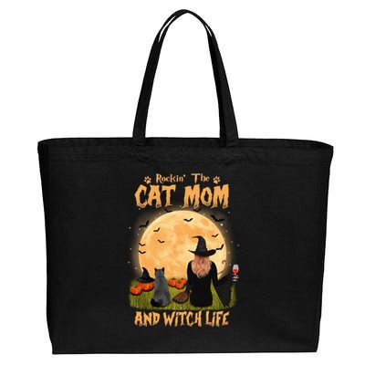 Rocking The Cat Mom Witch Life British Shorthair Halloween Cool Gift Cotton Canvas Jumbo Tote