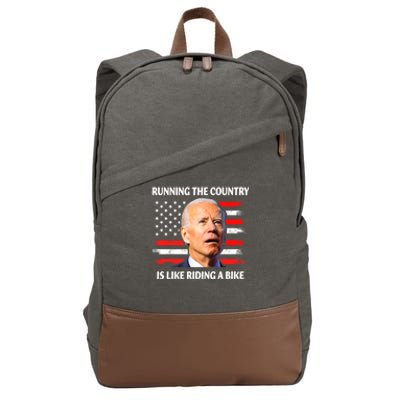 Running The Country Is Like Riding A Bike Joe Biden Cotton Canvas Backpack