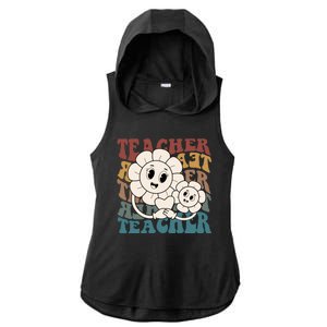 Retro Teacher Cute Gift Sunflower Heart Ladies PosiCharge Tri-Blend Wicking Draft Hoodie Tank