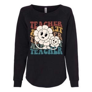 Retro Teacher Cute Gift Sunflower Heart Womens California Wash Sweatshirt