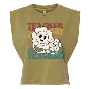 Retro Teacher Cute Gift Sunflower Heart Garment-Dyed Women's Muscle Tee