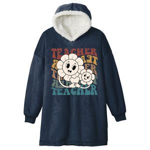 Retro Teacher Cute Gift Sunflower Heart Hooded Wearable Blanket