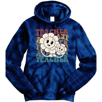 Retro Teacher Cute Gift Sunflower Heart Tie Dye Hoodie