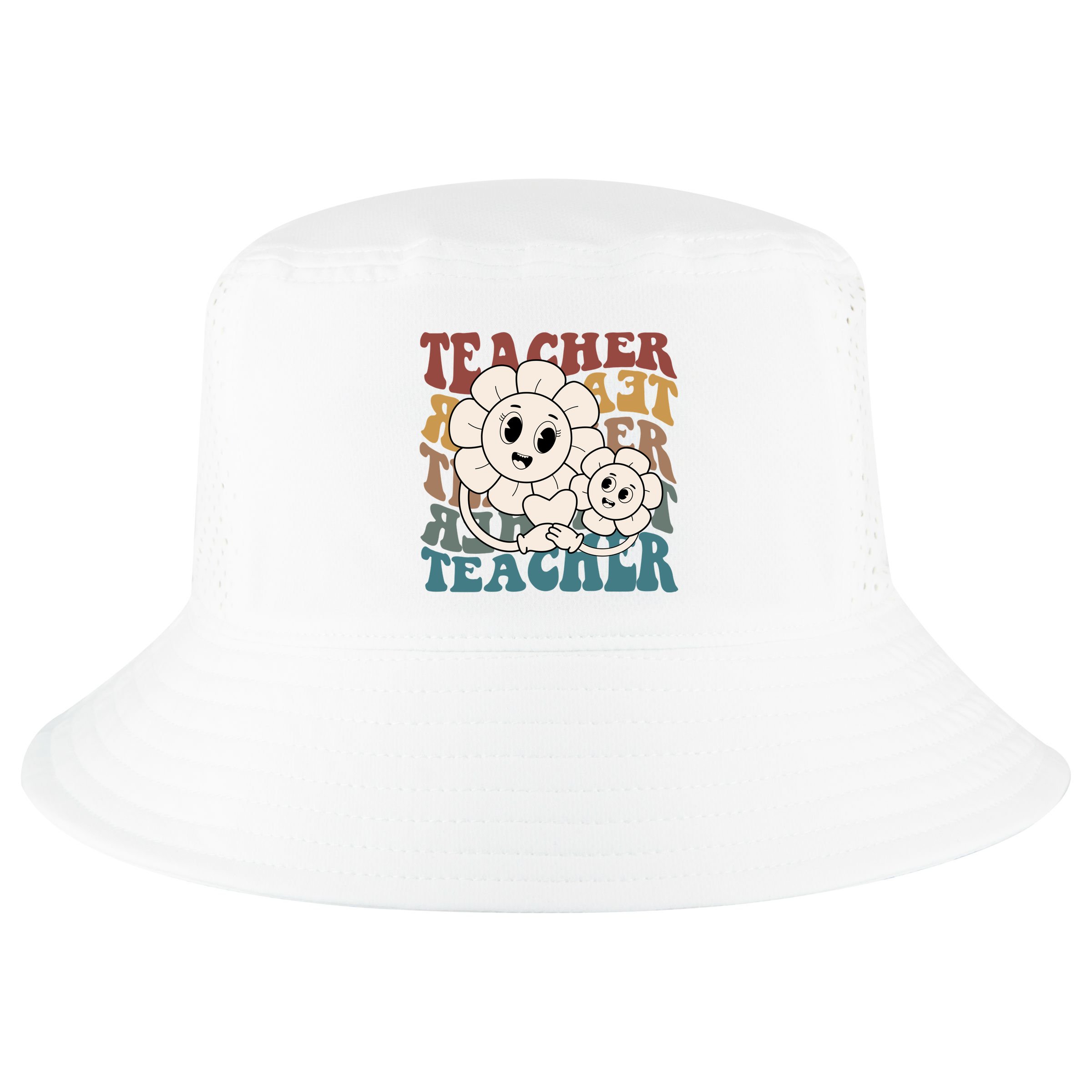 Retro Teacher Cute Gift Sunflower Heart Cool Comfort Performance Bucket Hat