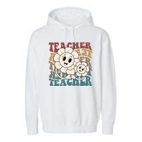 Retro Teacher Cute Gift Sunflower Heart Garment-Dyed Fleece Hoodie