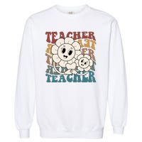 Retro Teacher Cute Gift Sunflower Heart Garment-Dyed Sweatshirt