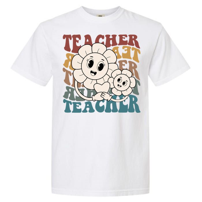 Retro Teacher Cute Gift Sunflower Heart Garment-Dyed Heavyweight T-Shirt