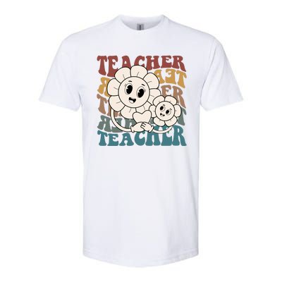 Retro Teacher Cute Gift Sunflower Heart Softstyle CVC T-Shirt