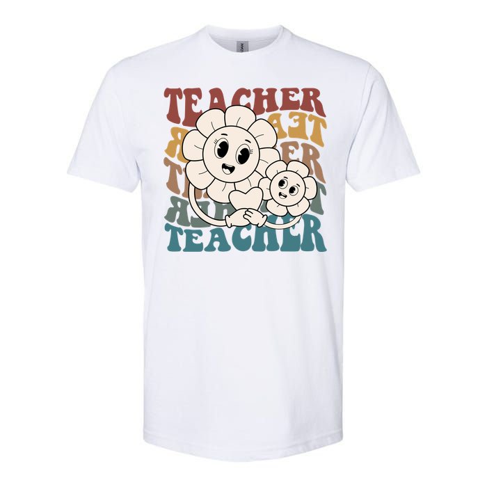 Retro Teacher Cute Gift Sunflower Heart Softstyle CVC T-Shirt