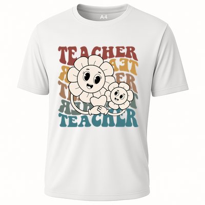 Retro Teacher Cute Gift Sunflower Heart Performance Shirt