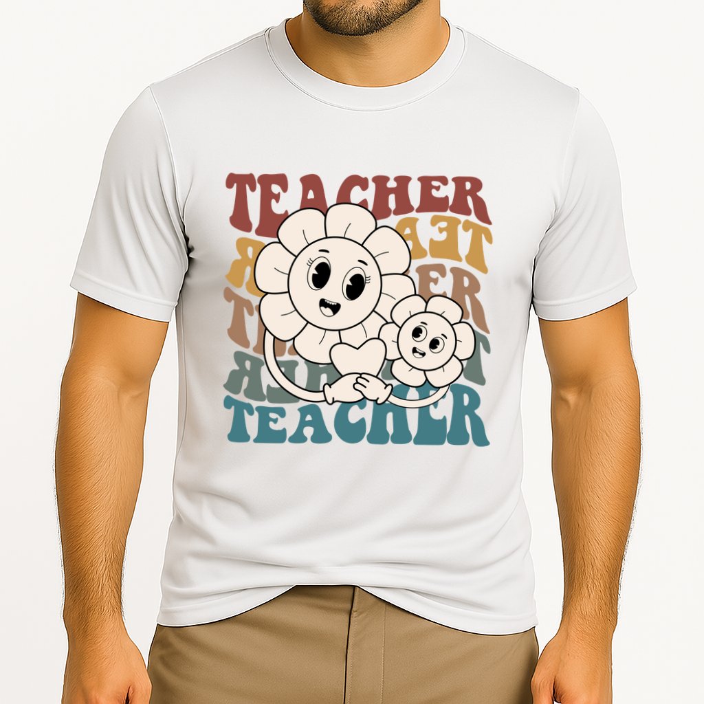Retro Teacher Cute Gift Sunflower Heart Cooling Performance Crew T-Shirt